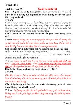 Đề cương ôn tập Sinh học Lớp 9 - Tuần 26+27