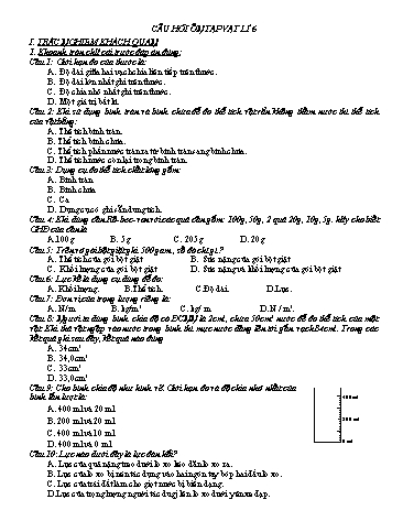Đề cương ôn tập Vật lí Lớp 6