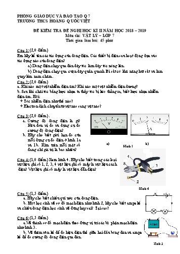 Đề kiểm tra học kì II Vật lý 7 - Năm học 2018-2019 - Trường THCS Hoàng Quốc Việt (Có đáp án)