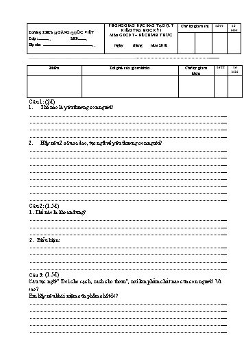 Đề kiểm tra học kỳ I Giáo dục công dân 7 - Năm học 2017-2018 - Phòng GD&ĐT Quận 7 (Có đáp án)