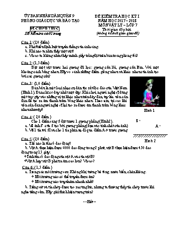 Đề kiểm tra học kỳ I Vật lý 7 - Năm học 2017-2018 - Phòng GD&ĐT Quận 9 (Có hướng dẫn chấm)