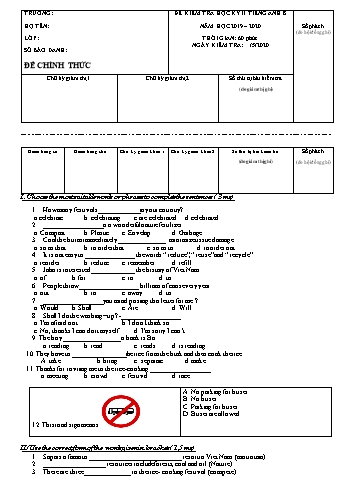 Đề kiểm tra học kỳ II môn Tiếng Anh Lớp 8 - Năm học 2019-2020 - Trường THCS Hoàng Quốc Việt (Kèm đáp án và ma trận đề)