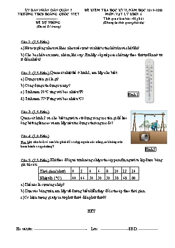 Đề kiểm tra học kỳ II môn Vật lý 6 - Năm học 2019-2020 - Trường THCS Hoàng Quốc Việt (Có đáp án)