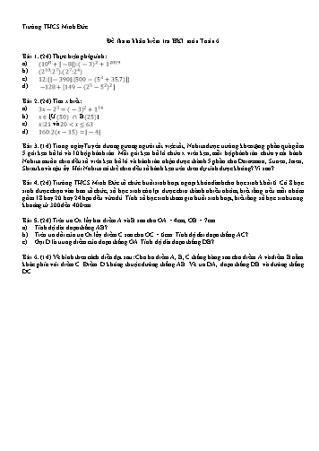 Đề thi học kỳ I môn Toán Lớp 6 - Năm học 2019-2020 - Trường THCS Minh Đức