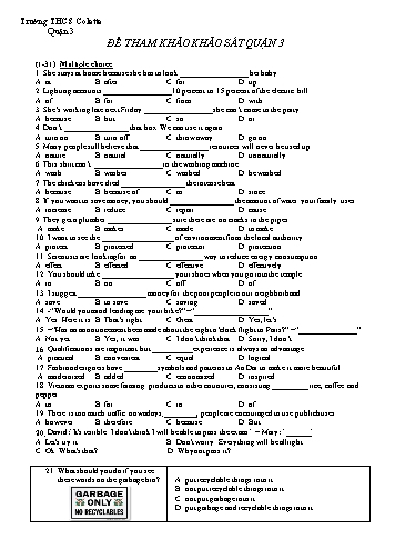 Đề thi khảo sát Tiếng Anh Lớp 9 - Trường THCS Colette (Có đáp án)