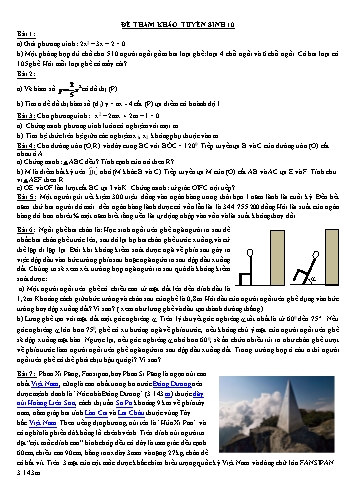 Đề thi tuyển sinh vào Lớp 10 môn Toán - Trường THCS Lương Thế Vinh