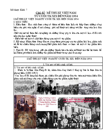 Giáo án Mĩ thuật Khối 7 - Chủ đề: Mĩ thuật Việt Nam từ cuối thế kỉ XIX đến năm 1954