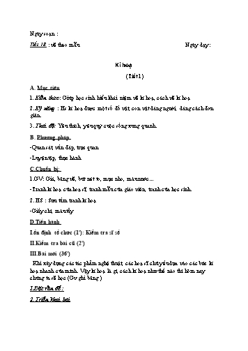 Giáo án Mỹ thuật Lớp 8 - Tiết 1: Vẽ theo mẫu Kí họa