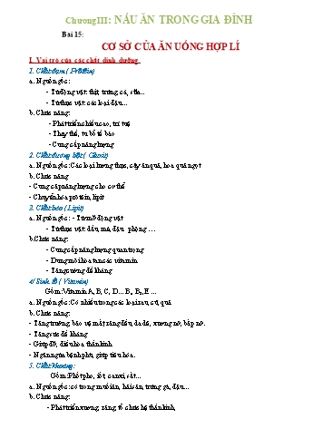 Giáo án ôn tập Công nghệ 6 - Bài 15 đến 17