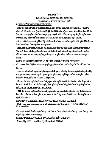 Giáo án ôn tập Địa lý Khối 7 - Bài 38 đến 40 - Năm học 2019-2020