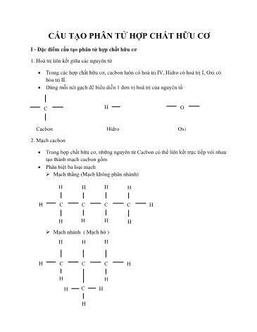 Giáo án ôn tập Hóa học 9 - Bài: Cấu tạo phân tử hợp chất hữu cơ