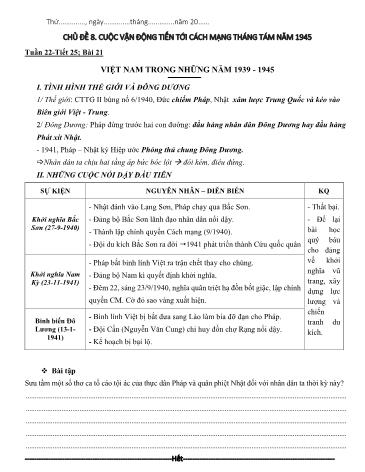 Giáo án ôn tập Lịch sử Khối 9 - Bài 21 đến 23