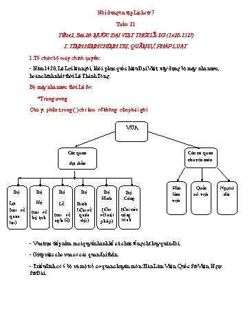 Giáo án ôn tập Lịch sử Lớp 7 - Tiết 42, Bài 20: Nước Đại Việt thời Lê sơ (1428-1527)