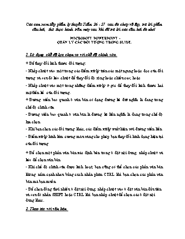 Giáo án ôn tập Tin học Lớp 7 - Tuần 26+27