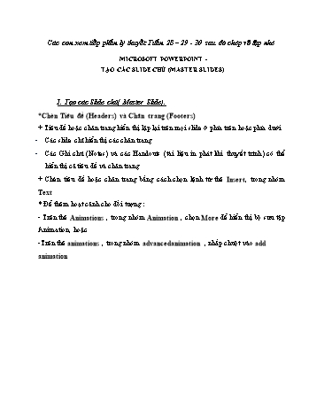 Giáo án ôn tập Tin học Lớp 7 - Tuần 28 đến 30