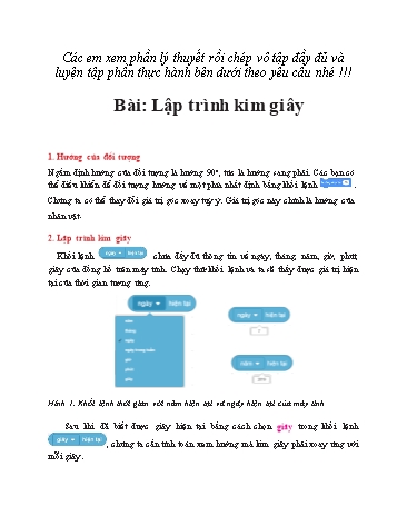 Giáo án ôn tập Tin học Lớp 8 - Bài: Lập trình kim giây