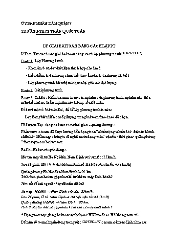 Giáo án ôn tập Toán Lớp 8 - Bài: Luyện tập giải bài toán bằng cách lập phương trình - Trường THCS Trần Quốc Tuấn