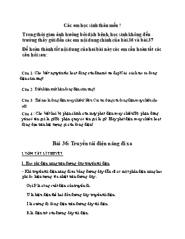 Giáo án ôn tập Vật lí Lớp 9 - Bài 36+37