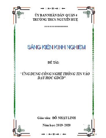 Sáng kiến kinh nghiệm Ứng dụng công nghệ thông tin vào dạy học Giáo dục công dân