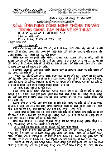 Sáng kiến kinh nghiệm Ứng dụng công nghệ thông tin vào trong giảng dạy phần vẽ kỹ thuật
