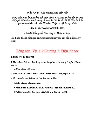 Tổng hợp kiến thức môn Vật lí Lớp 9 - Chương 2: Điện từ học