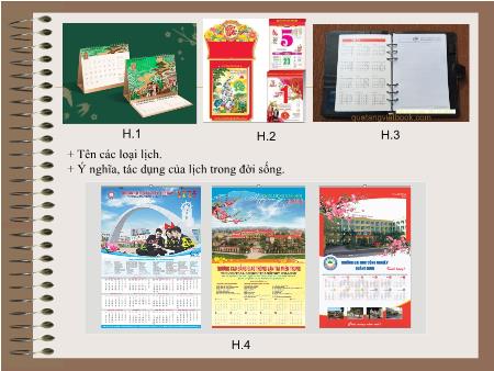 Bài giảng Mĩ thuật Lớp 7 - Bài 14: Thiết kế lịch treo tường (Tiết 29+30)