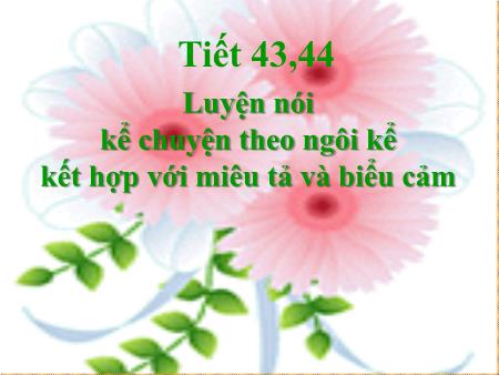 Bài giảng Ngữ Văn 8 - Luyện nói kể chuyện theo ngôi kể kết hợp với miêu tả và biểu cảm (Tiết 43+44)