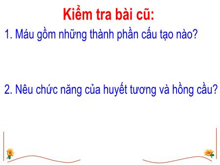 Bài giảng Sinh học 8 - Chủ đề 2 - Bài 14: Bạch cầu, miễn dịch