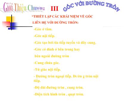 Bài giảng Toán 9 - Chương 3: Góc Với Đường Tròn