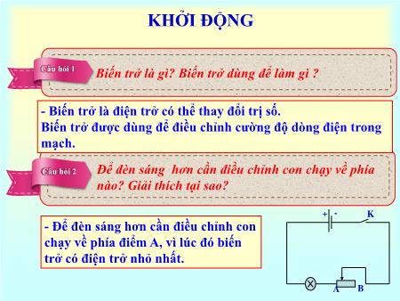 Bài giảng Vật lí Lớp 9 - Bài 12: Công suất điện