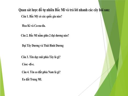 Bài giảng Địa lí 7 - Bài 14: Đặc điểm tự nhiên Bắc Mỹ
