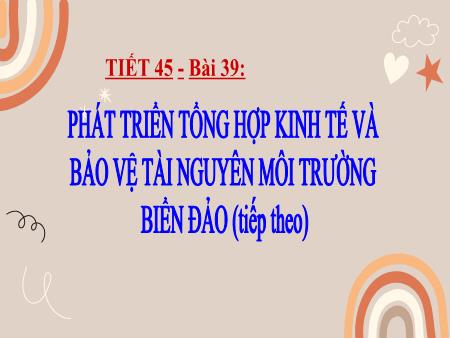 Bài giảng Địa lí Lớp 9 - Bài 39: Phát triển tổng hợp kinh tế và bảo vệ tài nguyên, môi trường Biển - Đảo (Tiếp theo)