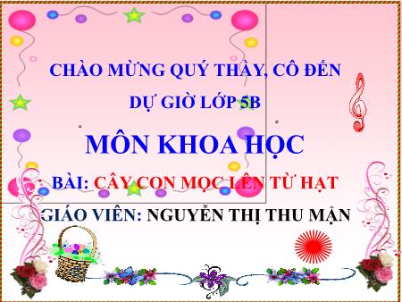 Bài giảng Khoa học 5 - Cây con mọc lên từ hạt - Nguyễn Thị Thu Mận