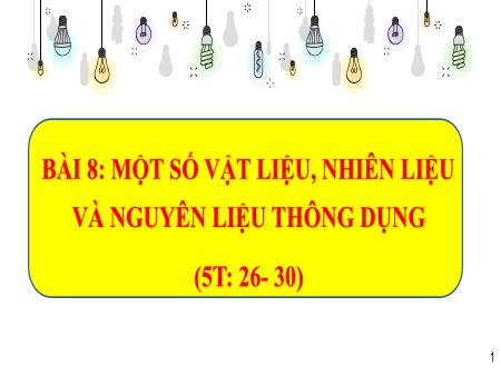 Bài giảng Khoa học tự nhiên 6 - Bài 8: Một số vật liệu, nhiên liệu và nguyên liệu thông dụng