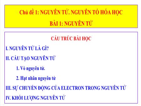Bài giảng Khoa học tự nhiên 7 - Bài 1: Nguyên tử