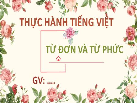 Bài giảng Ngữ Văn 6 - Bài 1: Thực hành Tiếng Việt: Từ đơn và từ phức