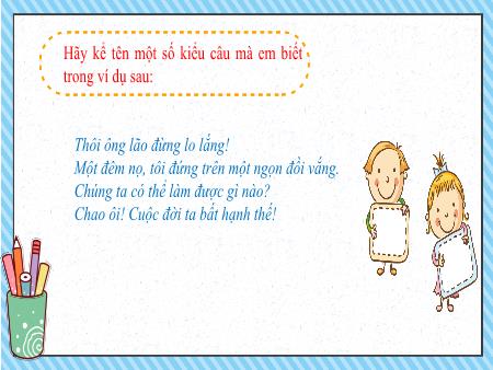 Bài giảng Ngữ Văn 6 - Thực hành tiếng việt: Câu hỏi, câu khiến, câu cảm, câu kể