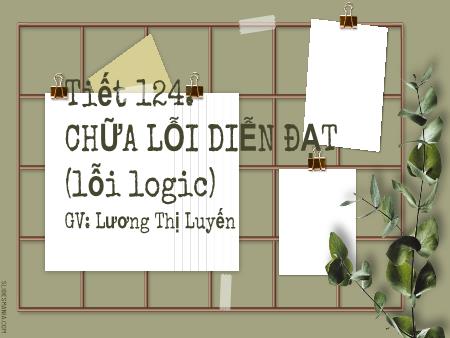 Bài giảng Ngữ Văn 8 - Chữa lỗi diễn đạt - Lương Thị Luyến