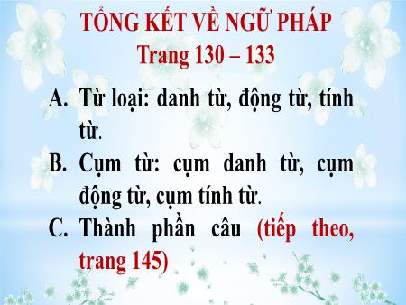 Bài giảng Ngữ Văn 9 - Bài 29: Tổng kết về ngữ pháp (Tiết 130-133)
