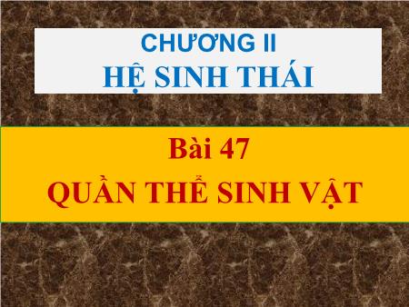 Bài giảng Sinh học 9 - Chương II: Hệ sinh thái - Bài 47: Quần thể sinh vật