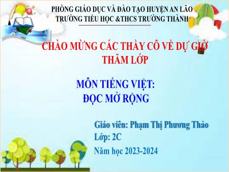 Bài giảng Tiếng Việt 2- Đọc mở rộng - Năm học 2023-2024 - Phạm Thị Phương Thảo