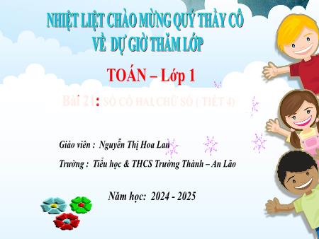 Bài giảng Toán 1 - Bài 21: Số có hai chữ số (Tiết 4) - Năm học 2024-2025 - Nguyễn Thị Hoa Lan