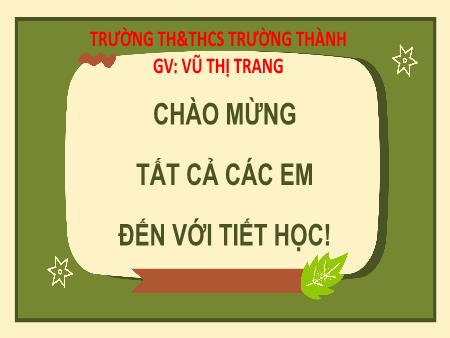 Bài giảng Toán 8 - Chương 7 - Bài 1: Phương trình bậc nhất một ẩn - Vũ Thị Trang