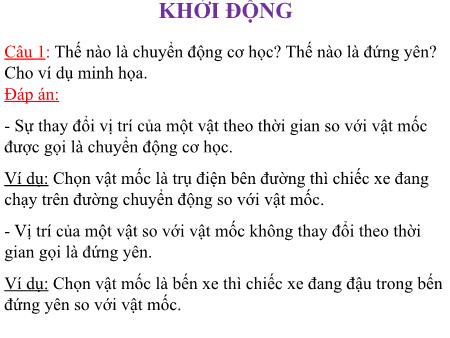 Bài giảng Vật lí 8 - Bài 2: Vận tốc