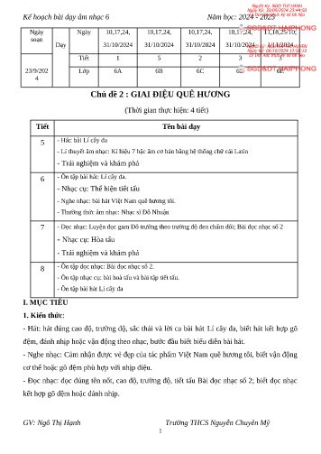 Giáo án Âm nhạc Lớp 8 - Chủ đề 2: Giai điệu quê hương - Năm học 2024-2025 - Ngô Thị Hạnh