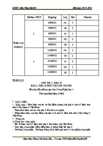 Giáo án Công nghệ 6 - Tuần 1+2 - Năm học 2023-2024 - Phạm Thị Bích Liên