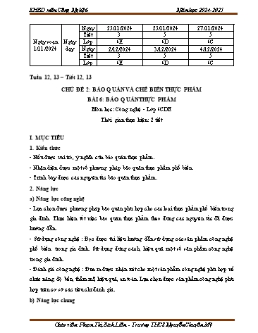 Giáo án Công nghệ 6 - Tuần 12+13 -Tiết 12+13 - Năm học 2023-2024 - Phạm Thị Bích Liên
