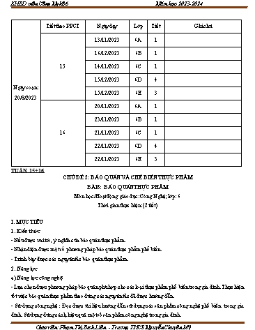 Giáo án Công nghệ 6 - Tuần 15+16 - Năm học 2023-2024 - Phạm Thị Bích Liên