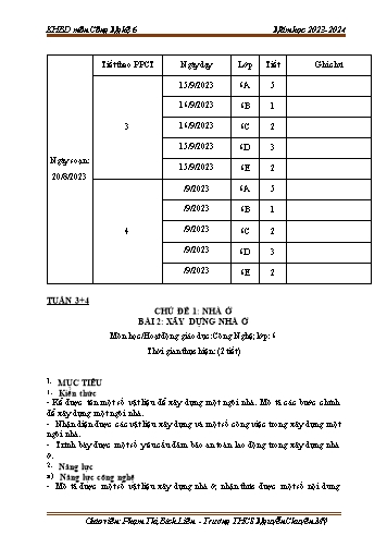 Giáo án Công nghệ 6 - Tuần 3+4 - Năm học 2023-2024 - Phạm Thị Bích Liên