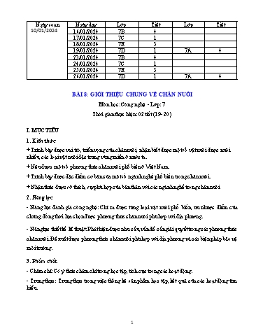 Giáo án Công nghệ 7 - Bài 8: Giới thiệu chung về chăn nuôi
